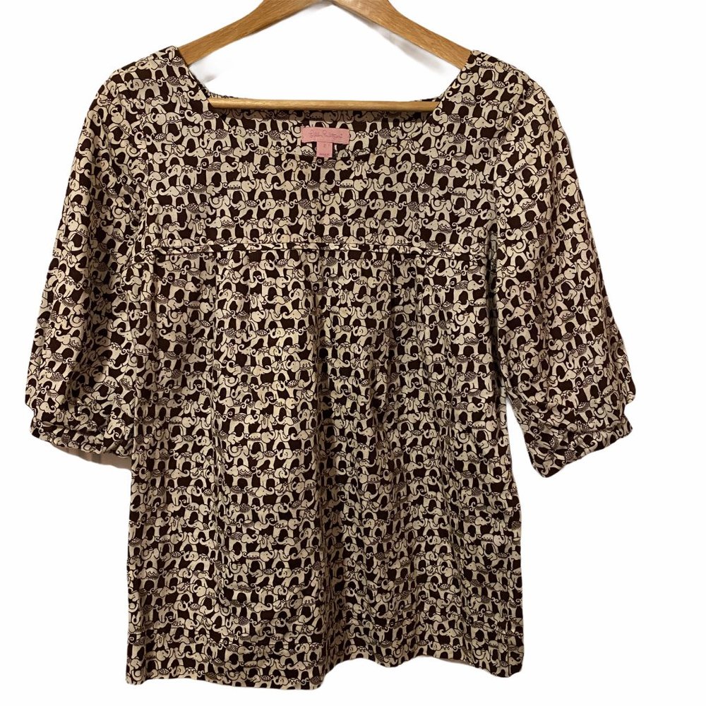 Lilly Pulitzer Elephant Print Top Sz 10